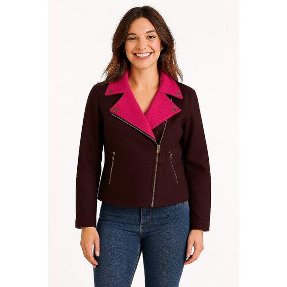 Anthropologie Jackets & Blazers - Anthropologie Lilla P purple taupe and Pink Bomber Jacket with Asymmetrical XS